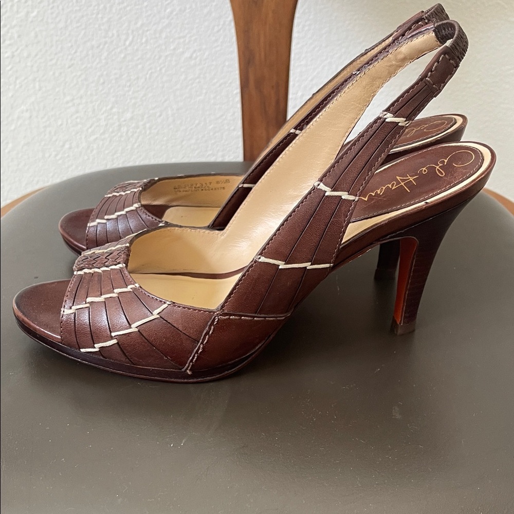 Cole Haan Nike Air Dark Brown Slingback leather Heels sz 8,5 - Picture 7 of 9